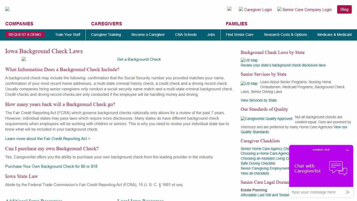 Iowa Background Check Laws - CaregiverList.com